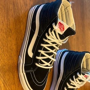 Black suede high top Vans. (like new)